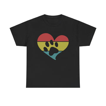 Multi colored heart with paw print Cotton Tee