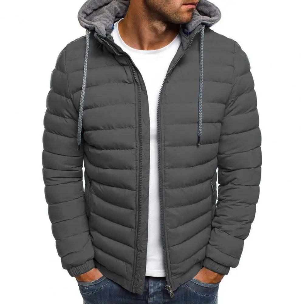 Men Winter Parkas Fashion Solid Hooded Cotton Coat Jacket Casual Warm Clothes Mens Overcoat Streetwear Puffer Jacket plus Size