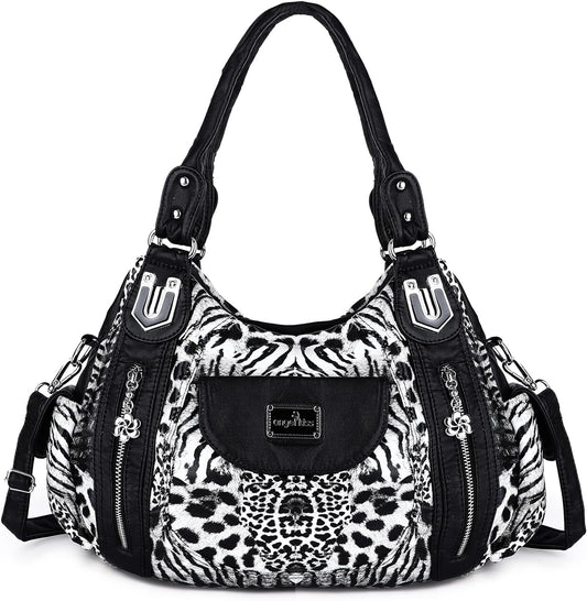 Women Handbags Shoulder Bags Washed Leather Satchel Tote Bag Mutipocket Hobo Purse